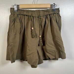 Faherty Marina Seersucker Short Size Medium Military Olive Green Organic Cotton